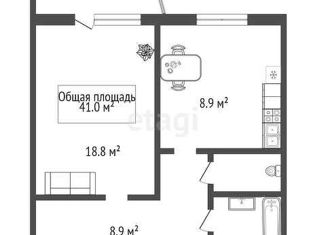 Продаю однокомнатную квартиру, 41 м2, Новосибирск, улица Шевченко, 34, улица Шевченко