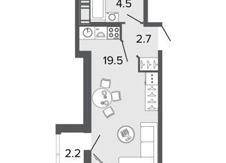 Продается квартира студия, 26.3 м2, Санкт-Петербург, Глухарская улица, 26, ЖК Ультра Сити