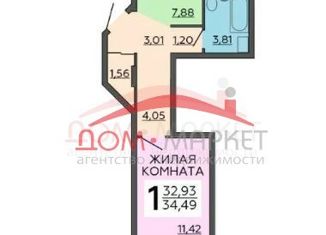 Продаю однокомнатную квартиру, 34.49 м2, Воронеж, улица Независимости, 84/4, ЖК Галактика