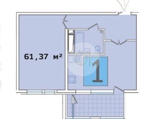 1-ком. квартира на продажу, 61.37 м2, Краснодар, улица Будённого, 129, ЖК Центральный