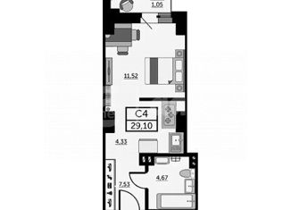 Продается квартира студия, 29 м2, Ростов-на-Дону, Красноармейская улица, 157В/83с1, ЖК Рубин