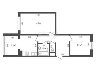 Продается двухкомнатная квартира, 52.9 м2, Нягань, 2-й микрорайон, 8