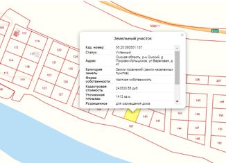 Продаю земельный участок, 14.1 сот., деревня Покрово-Иртышское, Береговая улица