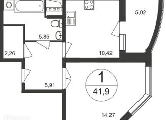 Продаю однокомнатную квартиру, 41.9 м2, Московский, улица Москвитина, 5к2, ЖК Первый Московский