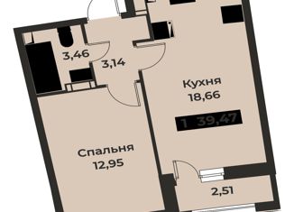 Продам однокомнатную квартиру, 39.47 м2, Мурино, проспект Авиаторов Балтики, 29к2, ЖК Авиатор