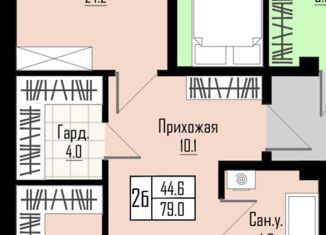 Продаю двухкомнатную квартиру, 79 м2, Нальчик, улица Кирова, 29, район Затишье
