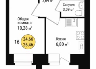 Продается 1-комнатная квартира, 26.46 м2, село Семёновка, Молодёжная улица, 15