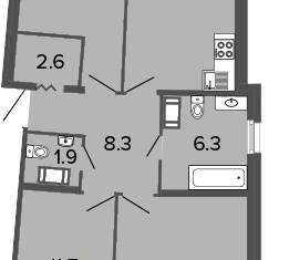Трехкомнатная квартира на продажу, 88.3 м2, Санкт-Петербург, Комендантский проспект, 60к3, ЖК Ультра Сити