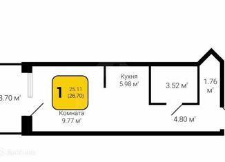 Квартира на продажу студия, 26.7 м2, Воронеж, ЖК 9 Ярдов