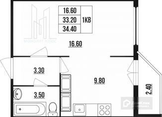 Продается 1-ком. квартира, 34.4 м2, Санкт-Петербург, ЖК Шекспир, улица Руднева, 16