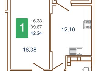 Однокомнатная квартира на продажу, 43.45 м2, Краснодар, улица Кирилла Россинского, 3/1, улица Кирилла Россинского