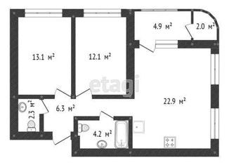 Продам двухкомнатную квартиру, 61.14 м2, деревня Дударева