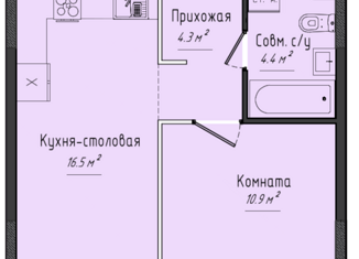 Продажа 1-ком. квартиры, 36.1 м2, село Завьялово, Гольянская улица, 1Б