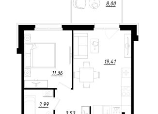 Продается однокомнатная квартира, 40.7 м2, городской посёлок Фёдоровское, Счастливая улица, 4