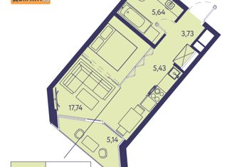 Однокомнатная квартира на продажу, 37.68 м2, посёлок городского типа Ливадия, Объездная дорога, 6