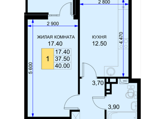 Продается 1-комнатная квартира, 40 м2, поселок Южный, Дозорная улица, 3В