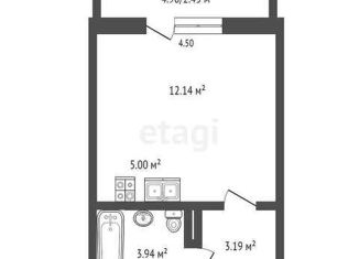 Продажа квартиры студии, 26 м2, Челябинск, улица Генерала Мартынова, 2, Курчатовский район