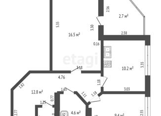 2-ком. квартира на продажу, 56.8 м2, Омск, Светловская улица, 6, ЖК Московка-2