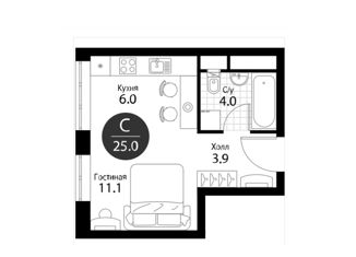 Квартира на продажу студия, 25 м2, Москва, Дмитровское шоссе, 107к1, метро Селигерская