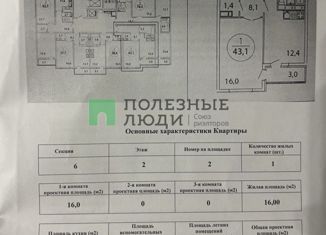 Продается однокомнатная квартира, 43 м2, Краснодарский край, проспект Ленина, 16