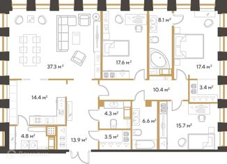 Продается 3-ком. квартира, 157.4 м2, Санкт-Петербург, Институтский проспект, 16Б, Институтский проспект