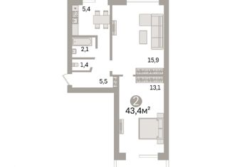 Продажа 2-ком. квартиры, 43.4 м2, Краснодар, Заводская улица, 20, Заводская улица