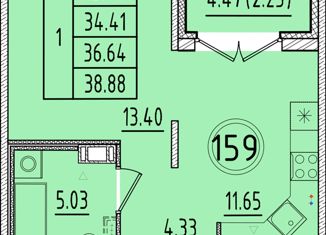 Продается 1-ком. квартира, 34.41 м2, посёлок Шушары, Образцовая улица, 6к2