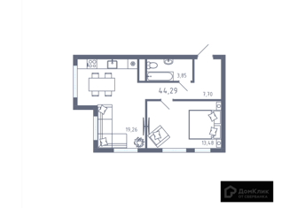 Продам 2-комнатную квартиру, 44.29 м2, село Нежинка, улица 70 лет Победы, 1А