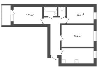 Продается 3-ком. квартира, 64.4 м2, Тюменская область, 7-й микрорайон, 22