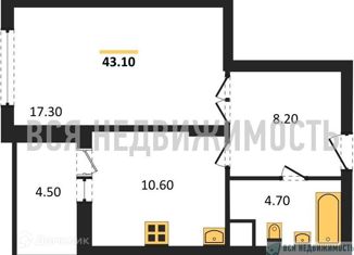 Однокомнатная квартира на продажу, 43.1 м2, Воронеж, ЖК Высота, Краснознамённая улица, 57/5