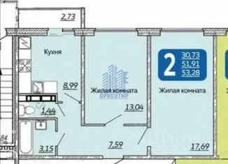 Продам 2-комнатную квартиру, 53 м2, Чебоксары, улица писателя Лаврентия Таллерова, ЖК Солнечный Парк