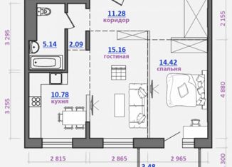 2-ком. квартира на продажу, 62 м2, рабочий поселок Маркова, жилой комплекс Южный Парк, 6