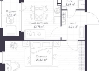 Квартира на продажу студия, 49.2 м2, Санкт-Петербург, Парашютная улица, 79к1, муниципальный округ Коломяги