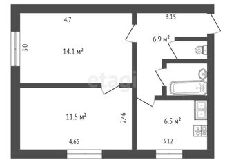 Продается 2-комнатная квартира, 42.2 м2, Крым, Парковая улица, 3