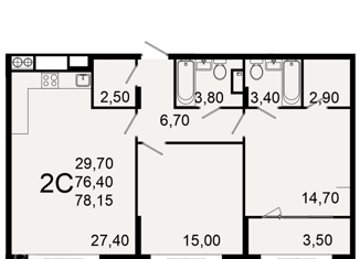 2-комнатная квартира на продажу, 76.4 м2, Рязань, Введенская улица, 115, ЖК Мичурин