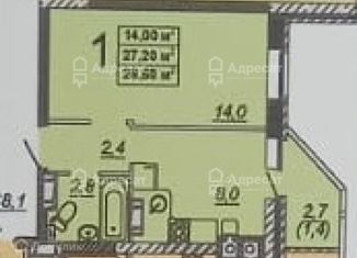 1-ком. квартира на продажу, 29.1 м2, Волгоград, Санаторная улица, 22, ЖК Колизей