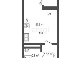 Продам квартиру студию, 23.3 м2, Ижевск, проспект Конструктора М.Т. Калашникова, 17, ЖК Матрёшка Сити