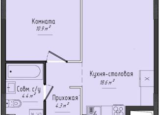 1-ком. квартира на продажу, 38.2 м2, село Завьялово, Гольянская улица, 1Б