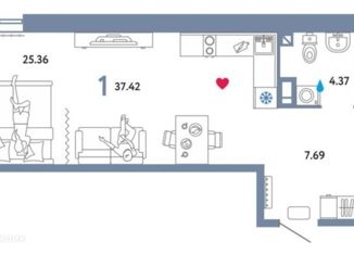Продажа квартиры студии, 37.4 м2, Тюмень, ЖК Звёздный, Алматинская улица, 4