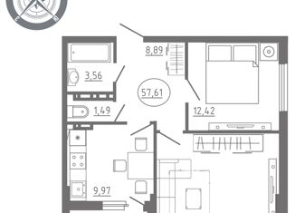 Продается двухкомнатная квартира, 59.3 м2, Орловская область, Раздольная улица, 29