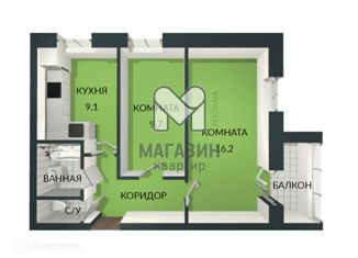 Продам двухкомнатную квартиру, 45 м2, поселок Глажево, посёлок Глажево, 16