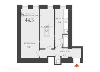 Продается двухкомнатная квартира, 44.3 м2, Санкт-Петербург, Лиговский проспект, 110В, муниципальный округ Лиговка-Ямская