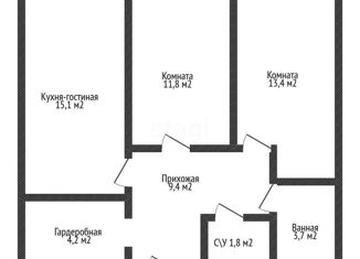 Продам двухкомнатную квартиру, 59.4 м2, Краснодар, Прикубанский округ