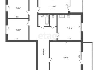 Продам четырехкомнатную квартиру, 78.5 м2, Тюменская область, улица Знаменского, 43