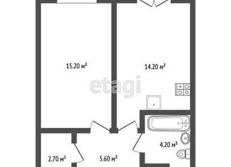 Однокомнатная квартира на продажу, 42.2 м2, Ярославль, район Всполье, улица Городской Вал, 15к2