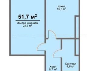 Продам 1-ком. квартиру, 48.3 м2, деревня Куюки, 15-й квартал, 11