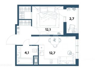 Однокомнатная квартира на продажу, 32 м2, Санкт-Петербург, муниципальный округ Коломяги, Глухарская улица, 26