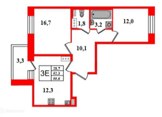 Продаю 2-ком. квартиру, 55.6 м2, Колпино, жилой комплекс Новое Колпино, к34