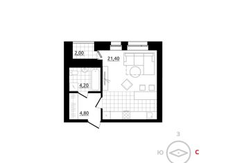 1-комнатная квартира на продажу, 30.5 м2, Берёзовский, улица Старателей, 11/5, ЖК Уют-Сити