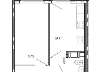 Продажа 1-ком. квартиры, 35.57 м2, Кудрово, проспект Строителей, 16, ЖК Геометрия